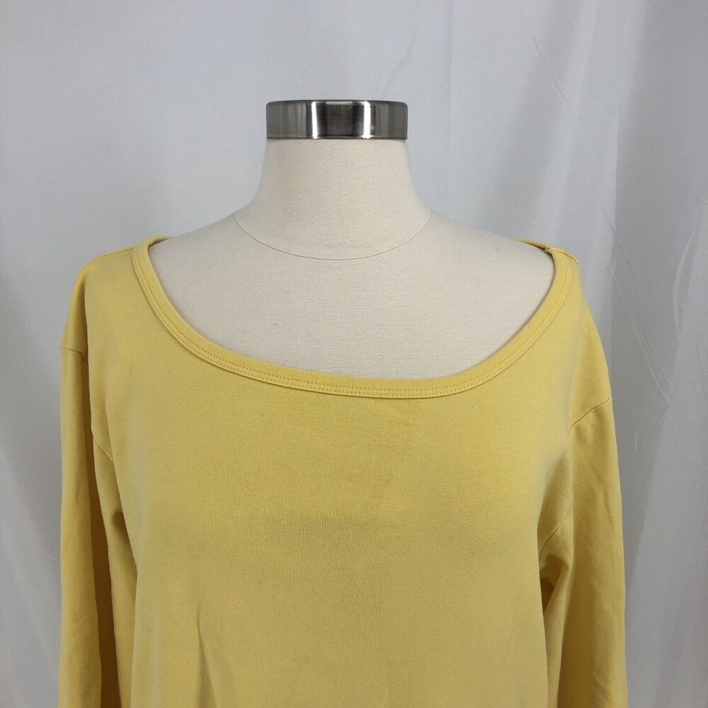 Chico's Women's Size 3/XL Scoop Neck Tee Shirt 3/4 Sleeve Cotton Spandex Yellow
